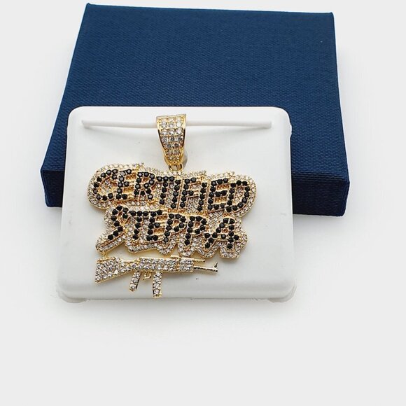 14K Gold Plated Cubic Zircon Pendant, EVBRS541 - Picture 5 of 11